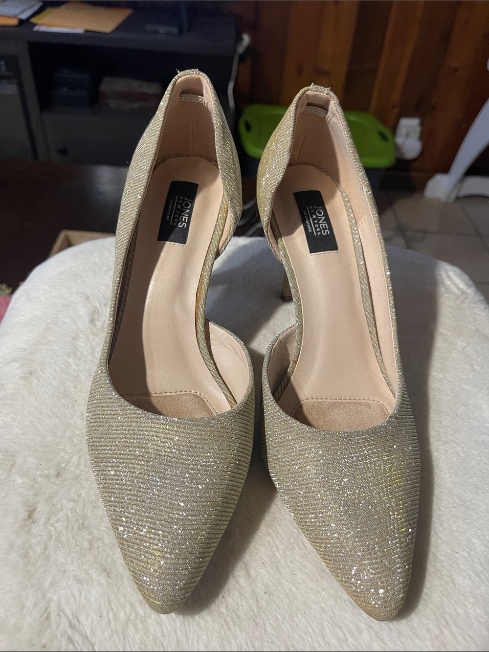 Jones New York Champagne Glitter Pointed-Toe Heels